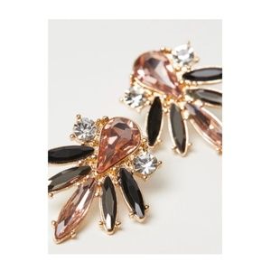 H&M Gold Earrings w/Pink, Silver & Black Jewels
